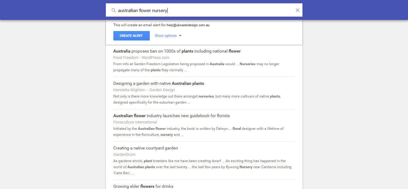 Google Alerts Example - UBC Web Design